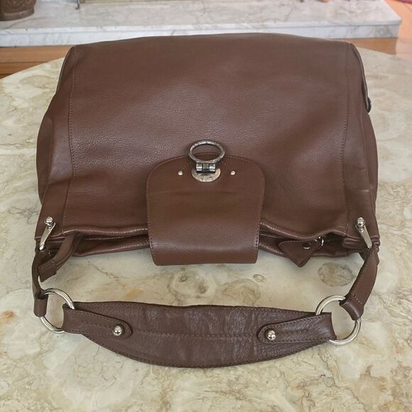 Lamarthe Paris Leather Hobo Shoulder Bag Brown - Picture 3 of 15